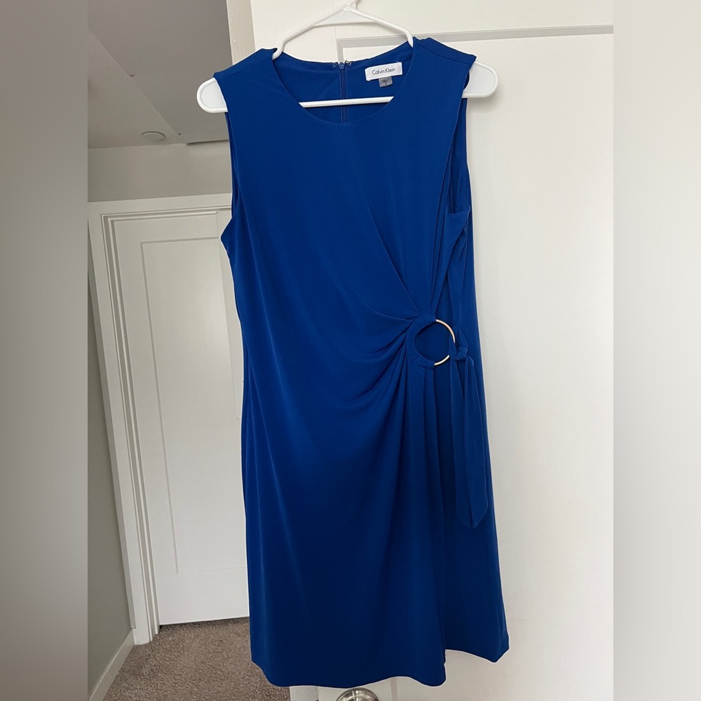 Calvin Klein Royal Blue Midi Dress with Ring Detail